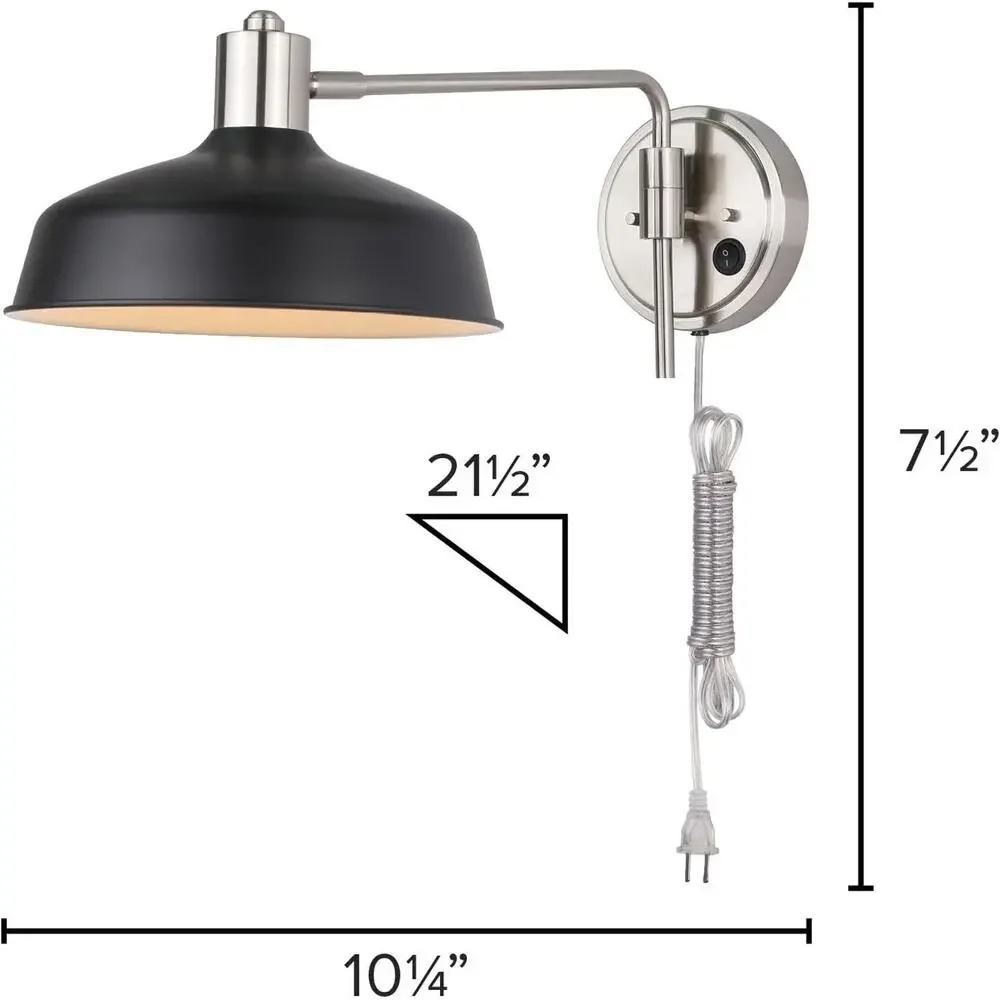 NWT Canarm Bello 1 Light 10 inch Brushed Nickel Black Wall Fixture Wall Light
